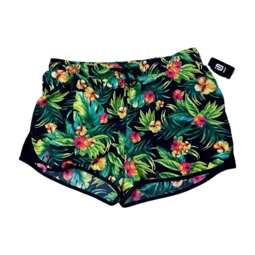 NEW💐🌸 Ideology Womens Tropical-Printed Drawstring Running Shorts Size XS